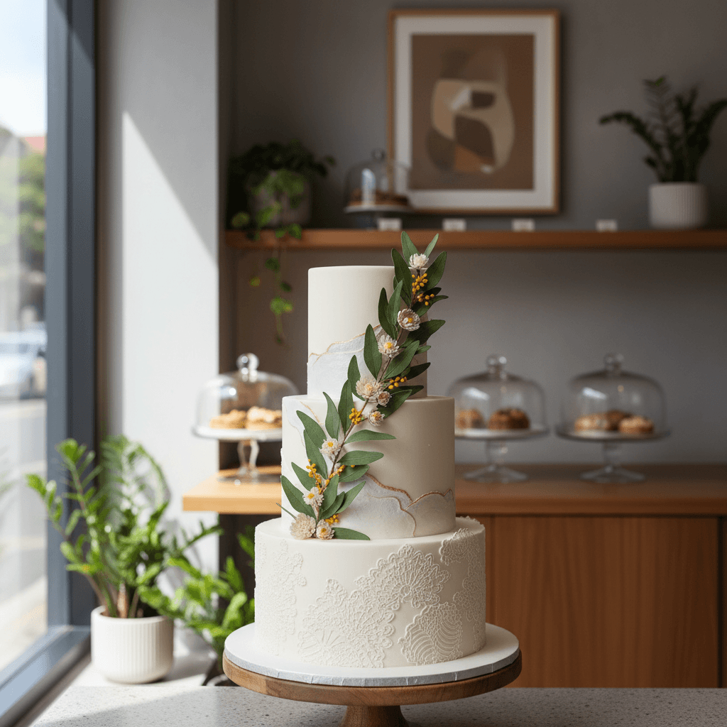 Wedding cake by Miss Noble Specialty Cakes & Events