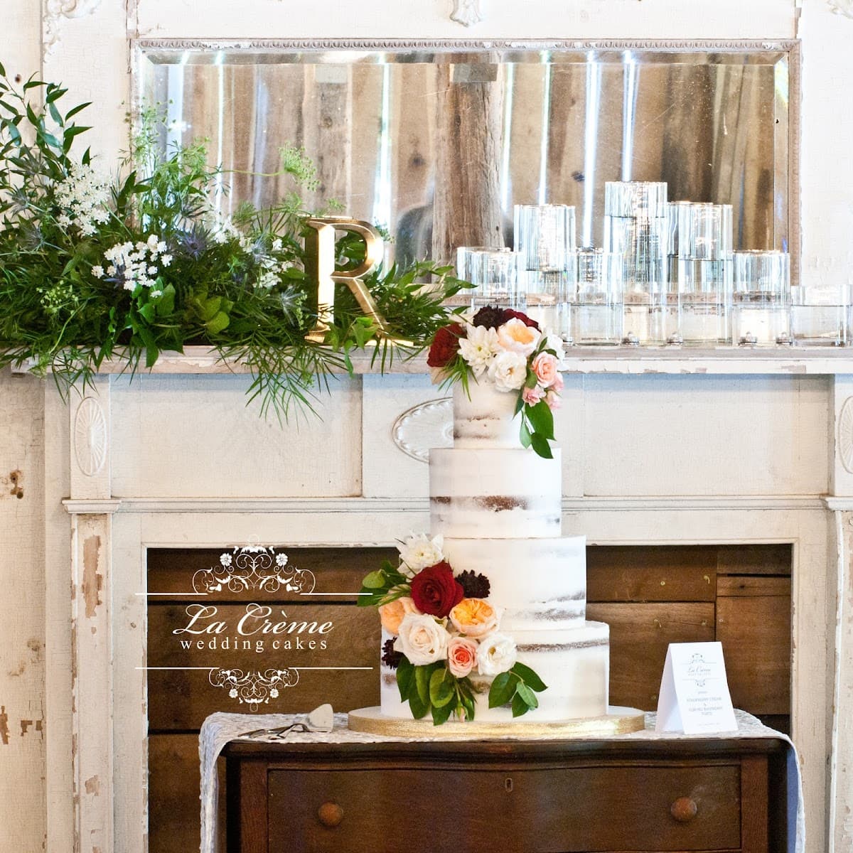 Wedding cake by La Creme Wedding Cakes in Nashville, TN