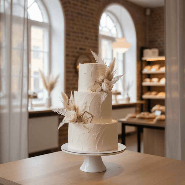 AI-generated wedding cake display image