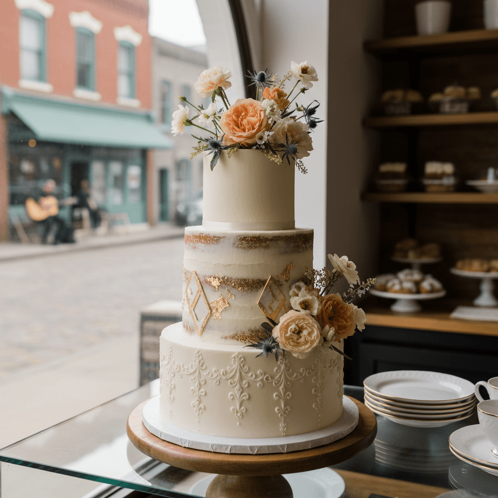 Wedding cake by FM BAKERY (office & wholesale kitchen) in Nashville, TN