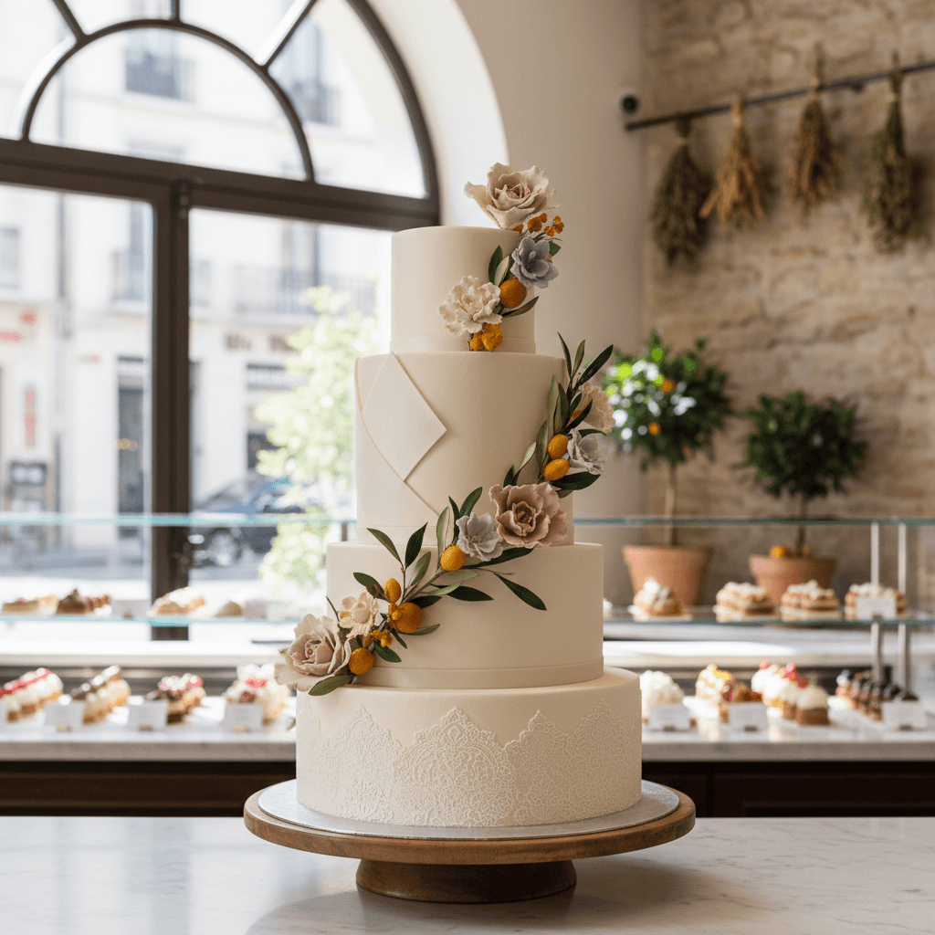 Wedding cake by mela patisserie vivante